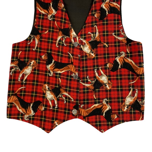 Vintage Handmade Red Plaid Dog Vest Beagle & Basset Hound - Picture 3 of 9